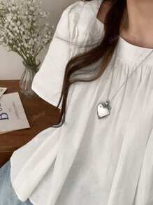 Summer Square Neck Puff Sleeve Casual Short Sleeve Loose Blouse