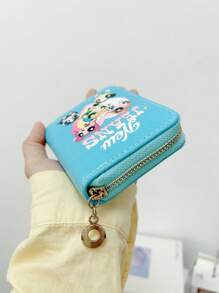 THE POWERPUFF GIRLS Minimalist Cute Cartoon Police Woman Zipper Short Wallet Small Compact Card Holder Coin Purse Fashionable Unisex For Women Wallet Mini Wallet Purse Wallet Small Wallet Cute Wallet