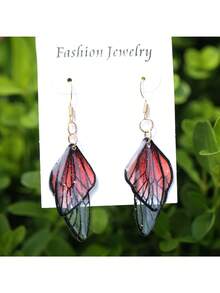 1 对时尚简约蝴蝶翅膀树脂耳环，手工制作的仙女蝴蝶翅膀珠宝，金色个性耳环，送给她的生日情人节礼物 - A - 查看 8