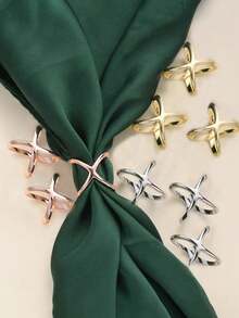 2/3/9pcs X-Shaped Ladies' Circular Shawl Scarf Clip With Knot Buckle Ring Accessory - Multicolor - View 9