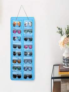 16 Fach Brillen Aufbewahrungsorganizer zum Aufhängen an der Wand, staubdicht, Brillenhalter mit Metallhaken und stabilem Seil, perfekt für Frauen Mode Accessoires Heim Organisation Präsentationslösung, praktisches Geschenk für Brillen, Sonnenbrillen, Sehhilfen Aufbewahrungslösung - Verschiedenfarbig - Übersicht 10
