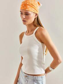 BIANCO LUCCI 女士休闲日常百搭纯色修身吊带背心上衣可爱上衣女秋季女装全白 Y2k 服装