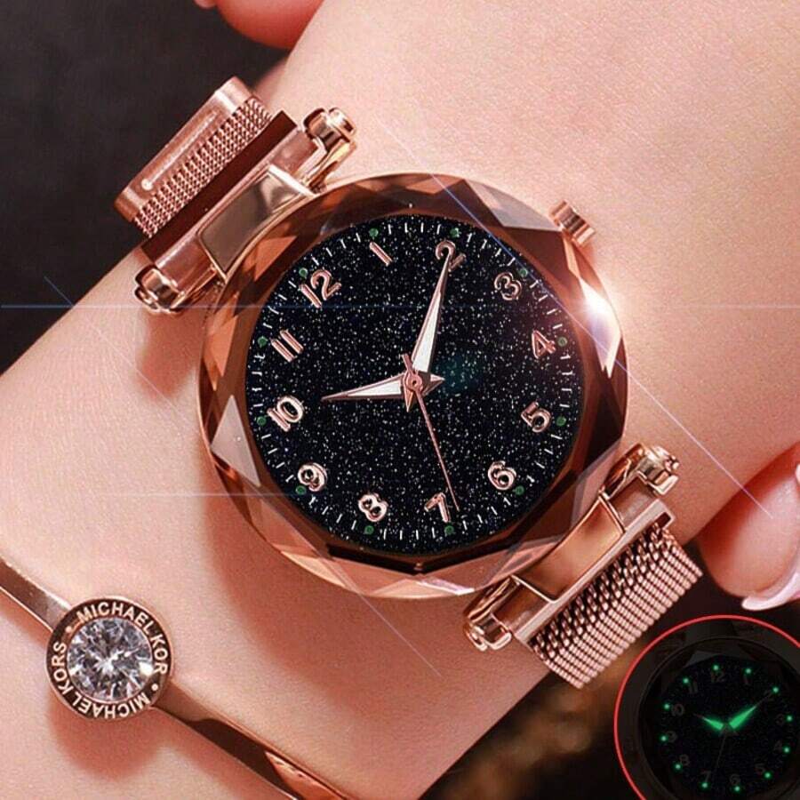 Women's Sky Shiny Rhinestone Analog Watch With Magnetic Clasp - 無色 - 查看 1