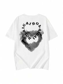 200g Pure Cotton T-Shirt 2025 Summer Ladies New Short Sleeve Pure Cotton Holiday Pattern Short Sleeve Round Neck Couple Wear Small Shirt Tops - 白色 - 查看 2