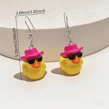 1 Pair Cute Resin Duck Pendant Earrings, Suitable For Summer Pool Party, Vacation Outfit, Women Gift