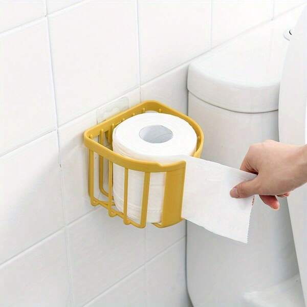 Porte-papier toilette à fixer sans percer, boîte à papier toilette murale, support pour rouleau de papier toilette