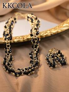 KKCOLA Set de 3 piezas de joyas de collar y aretes de color verde de moda de verano, accesorios de alta gama como regalo para cumpleaños, día de la madre, fiesta y uso diario