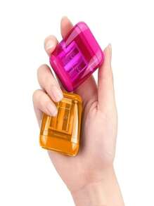 1 pièce Taille-crayon manuel à double trou avec couvercle de protection, structure en acier, antidérapant, lisse, convient pour une utilisation scolaire et de bureau