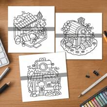 TINY TOWN: Coloring Book For Adults Featuring Cute Cozy Daily Activities For Relaxation (Cozy Spaces Coloring),Back To School,School Supplies
