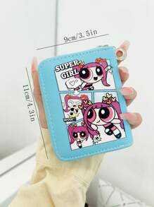 THE POWERPUFF GIRLS Minimalist Cute Cartoon Police Woman Zipper Short Wallet Small Compact Card Holder Coin Purse Fashionable Unisex For Women Wallet Mini Wallet Purse Wallet Small Wallet Cute Wallet
