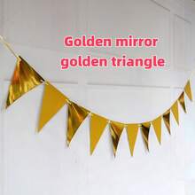 3米/9.84英尺玫瑰金派对装饰彩色三角旗纸质彩旗串，适用于婚礼、生日、周年纪念、新娘送礼会、家居及户外花园装饰 - 彩色 - 查看 8