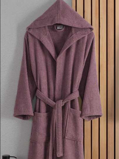 MADE IN TURKEY – GÜVENAL EOS Unisex Striped Cotton Hooded Bathrobe | 100% Cotton | M–L–XL | Bridal Gift, Trousseau, Bathrobe Set