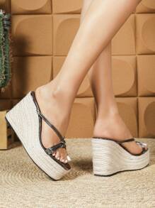 Women Fashion Sandals Minimalist Wedge Heel Summer Slippers