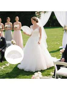 1/2/5pcs Elegant Bohemian Style Fabric Fan With Floral Pattern - Perfect For Weddings, Decorations, Parties, And Gifts | Elegant Design For Special Occasions Like Thanksgiving, Mother'S Day, Father'S Day, And Graduation Events, Wedding Decorations