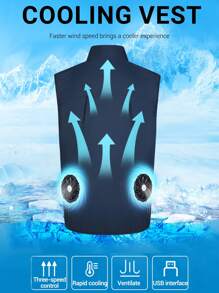 2025 Men's Cooling Vest Clothes, Women Cooling Jacket, Fan Vest, Summer Outfits For, Workwear Air Conditioned Vest Fishing Vests Men Tank Tops Outdoor Cool Work Cooling Suit, USB Power Supply, 3-Speed Adjustable, 2 9-Blade Fans, Suitable For Fishing