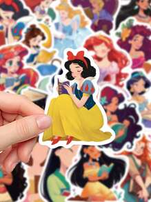 Disney 50pcs Princess Stickers, Cute Cartoon Decals Featuring Snow White Elsa & More Fairy Tale Characters For & Fans Fan Merchandise Charming Decals Paper Stickers School Supplies,Back To School
