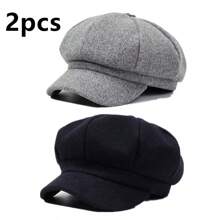 1 Stück/2 Stück modische lässige Retro Einfarbig Barett Mütze, warme & windabweisende Achteckkappe, Winter