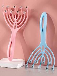 1 件便携式手持头部头皮按摩器，9 爪设计，促进头发生长，深度放松，缓解压力，适合办公室和家庭 SPA 使用 - 彩色 - 查看 4