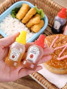 4PCS Condiment Squeeze Bottles, Ketchup Bottle, Salad Dressing Bottle, Mustard Bottle, Soy Sauce Bottle, Reusable Leakproof Portable, Kitchen Cooking, BBQ Seasoning, Picnic Essential, Camping Supplies, Food Lovers, Kitchen Storage, Practical Gadgets, Sauce Bottles, Condiment Dispenser, Dipping Sauce Bottle, Mini Condiment Bottles, Easy To Squeeze, Easy To Carry. - Multicolor - View 5