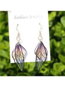 1 对时尚简约蝴蝶翅膀树脂耳环，手工制作的仙女蝴蝶翅膀珠宝，金色个性耳环，送给她的生日情人节礼物 - A - 查看 11