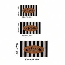 1件装长方形水晶绒迎宾门垫，室内/室外入口地垫，饰有“欢迎回家”字母图案，防滑、防污、耐磨。适用于室内/室外，是厨房、卫生间和露营主题装饰的理想之选。厨房地垫采用露营主题设计，机器编织工艺精湛。是理想的露营装饰品，也是毕业典礼和其他节日的礼物。厨房地毯