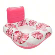 1pc Thickened PVC Inflatable Lounge Chair | Tropical Flamingo & Lemon Print Pool Float For Adults | Summer Water Relaxation Essential - Multicolor - View 10