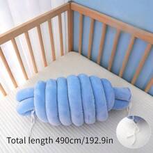 1 Stück Krippen-Umrandung, handgewebte Streifen, Knoten, Brandteig-Zöpfe, stoßfeste weiche Babybett-Umrandung