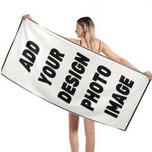 1pc Customizable Photo & Name Beach Towel - Soft Polyester Blend Fabric, Quick Dry & Sand Resistant, Rectangular Pool/Beach Towel Printed With Vibrant Swimwear Pattern - Ideal Personalized Holiday Gift - Multicolor - View 6