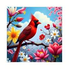 Set di pittura di diamanti 5D FAI DA TE con cardinale, ricamo di diamanti completi, arte di ricamo animale, quadro punto croce, arte di pittura di diamanti per decorazione da parete