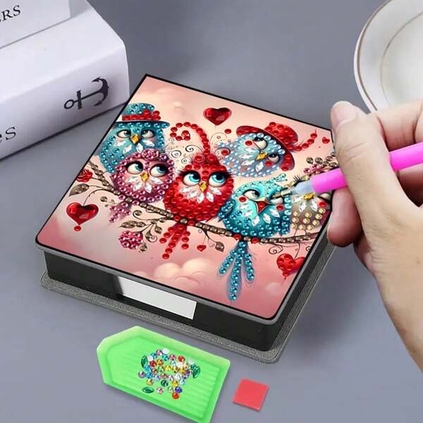 1 Peça Pintura de Arte de Diamante com Design de Cachorro - Bordado de Diamante 5D Assimétrico em Caixa de Bloco de Couro Sintético Preto com 160 Folhas, Ideal para Casa, Escritório e Escola, Artesanato Feito à Mão, Papelaria Fofa, Presente de Feriado
