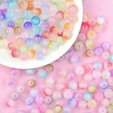 Bộ dụng cụ làm đồ trang sức bằng hạt thủy tinh tròn 360 hạt 8mm hai màu chuyển sắc, bao gồm dây xâu hạt, kéo, hạt đệm, dùng để làm vòng tay, vòng cổ, hoa tai, dây đeo điện thoại di động, đồ thủ công, quà tặng tiệc sinh nhật (Màu ngẫu nhiên) Bộ xâu hạt thích hợp cho người mới bắt đầu - màu gradient - Xem 6