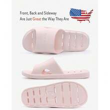 Nuevas zapatillas de ducha para mujer, sandalias antideslizantes de secado rápido para el baño, la casa y la piscina, zapatillas de interior para el gimnasio, suela blanda, color beige, tallas S, M, L, XL - Rosa 6-7 Señorita 5-6 Hombres - Ver 6