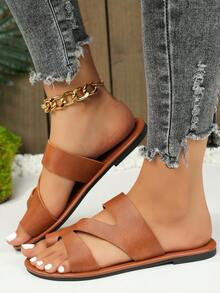 2025新款优雅小众高端女士度假沙滩休闲时尚软垫人字拖轻便平底凉鞋 - 棕色 - 查看 6