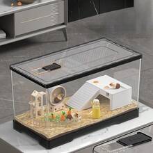 Hamster Cage, Transparent Hamster Luxury Villa, Acrylic Small Pet Cage, Suitable For Hamsters, Gerbils, Chinchillas, Large Space Anti-Chew Accessories - Clear - View 1