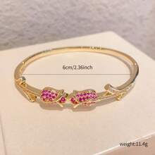 1pc Fashion European & American Colorful Cubic Zirconia Creative Rose Flower Elegant Sweet Style Versatile Jewelry Gift For Women