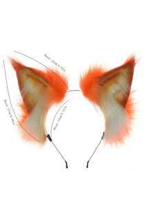 Fluffy Plush Faux Animal Ear Headband, Cute Anime Cosplay Wolf, Lynx, Bobcat Ears Hair Accessory