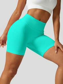 NcmRyu 1 件女式无缝透气紧身运动跑步短裤 - 薄荷綠 - 查看 5