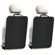 2件装汽车座椅靠背防踢保护套，防水涤纶材质，防尘防泥，适用于大多数车型 - 黑色 - 查看 6