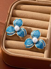 1 par de pendientes con diseño floral dulce y lindo para mujeres, apropiados para usar en la vida cotidiana y en citas