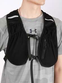 DINGXINYIZU 速干超薄面料运动背心，透气骑行背包，带反光条 - 黑色 - 查看 2