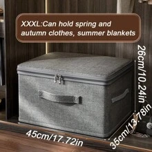 1 pezzo Scatola di storage pieghevole per casa con coperchio, contenitore di archiviazione file multi-funzionale con zip doppia, scatola di storage per vestiti in tessuto Oxford stile cassetto, per jeans, maglioni, decorazione autunnale, decorazione festiva, decorazione per la stanza, decorazione da camera da letto, decorazione per armadio
