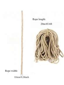 20 metri * 6mm Corda di canapa per graffio di gatto, materiale durevole in sisal, ideale come parti di ricambio per artigianato fai-da-te e giocattoli per animali domestici, adatto per giardinaggio, legatura, decorazione domestica, escursioni all'aperto, allestimento di eventi, supporto per graffiare i gatti.