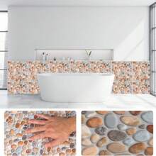 12 piezas de pegatinas de baldosas de piedra 3D autoadhesivas y extraíbles, adecuadas para cocina, baño, sala de estar, dormitorio, papel tapiz de pared, piso, fácil de instalar, 12 piezas/6 piezas, decoración de habitación, decoración de pared, pegatinas de pared, pegatina de pared