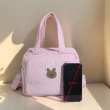 1 件多功能妈咪包，ins 风格轻便手提包/单肩包/斜挎包，大容量刺绣保温妈咪包 - 粉色 - 查看 8