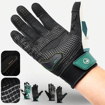 Vilico 1 par de guantes deportivos para exteriores de color azul y negro para hombres y mujeres, para ciclismo de montaña (MTB). Son guantes antideslizantes y con protección de choque, de tela duradera y cómoda, adecuados para fitness, running, levantamiento de pesas, esquí, patinaje sobre ruedas, voleibol, baloncesto, bádminton, ciclismo, montañismo, escalada, baile, campamento al aire libre, pesca y bicicletas eléctricas.