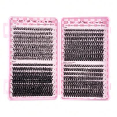 640 piezas Kit de extensión de pestañas con pestañas postizas rizadas de estilo ruso, incluyendo pestañas postizas 3D, 30D, 40D, 50D de 8-16mm para maquillaje dramático, diario, cosplay y uso diario o salidas, pestañas postizas individuales, racimos de pestañas, pestañas postizas