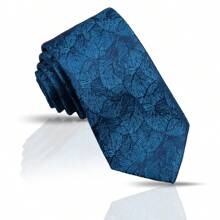 1 Set de Corbata, Pañuelo de Bolsillo y Gemelos en Caja de Regalo, Corbata Floral Azul de 7.5cm, Adecuado para Festivales, Bodas y Trabajo para Hombres