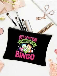 Billiards Lottery Theme Handbag Set, Bingo Ladies Handbag And Wallet Set, Includes Handbag And Coin Purse, Large Capacity Women's Bag, Fabric Material, Washable, Lined, Casual Shoulder Design, Printed With "I Want To Play Bingo" Slogan, Lottery Themed. - Multicolor - View 10