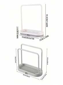 1pc Kitchen Sink Organizer Caddy,Double Layer Dish Cloth Sponge Holder,Countertop Drying Rack,Space Saving,Quick Dry,Kitchen Cleaning Supplies Storage,Home Use For Housewives/Househusbands,Plasti,Gray,Sink Side,Compact & Portable,Good Helper For Kitchen Storage.