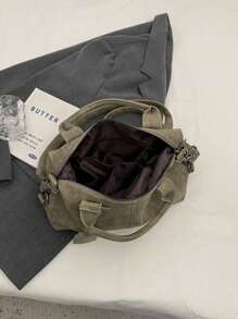 Nuevo bolso de mujer de piel sintética (PU) de estilo retro. Bolso de mano con cremallera y correa extraíble, ideal para el trabajo y los viajes. Colores: Gris, Negro, Verde